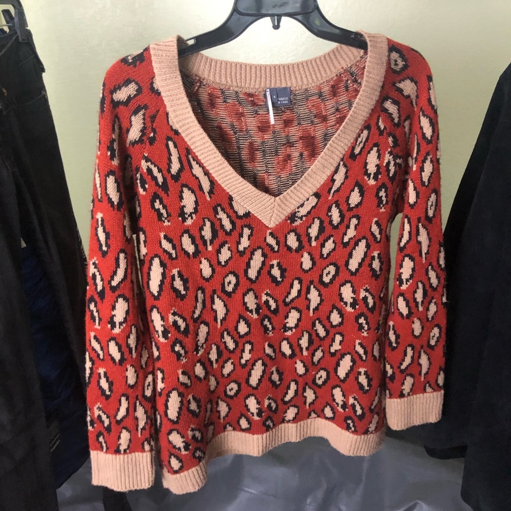 Urban Outfitters Leopard Print V Neck Sweater